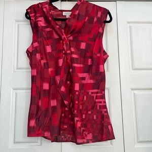 Tahari Red Sleeveless Blouse- Large